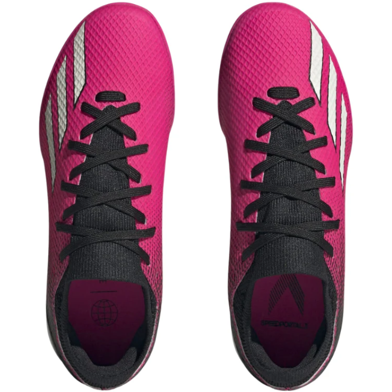 Adidas X Speedportal.3 Soccer Turf Boots Pink/Metallic/Black Junior top of both shoes pointing up