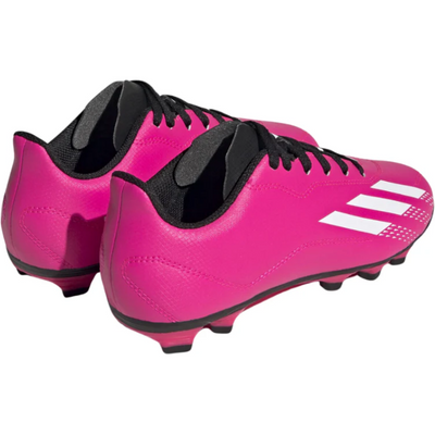 Adidas X Speedportal.4 FxG Soccer Cleats Junior Pink/White/Black side/back of both shoes pointing to the upper-right