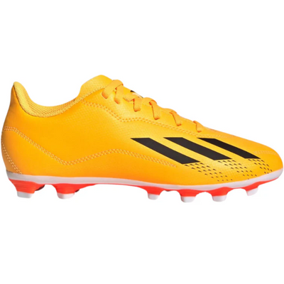Adidas X Speedportal.4 FxG Soccer Cleats Junior Gold/Black/Orange side pointing right