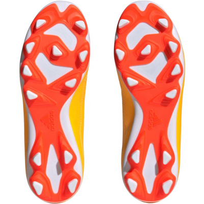 Adidas X Speedportal.4 FxG Soccer Cleats Junior Gold/Black/Orange bottom of both shoes pointing up