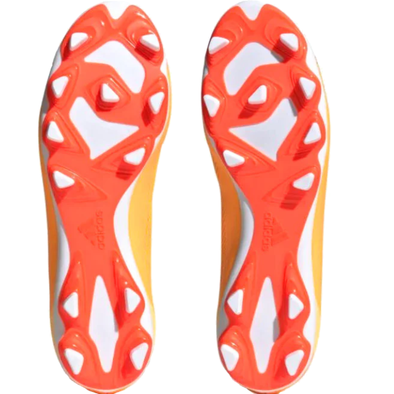 Adidas X Speedportal.4 Flexible Ground Soccer Cleats Adult Gold/Black/Orange bottom of both shoes