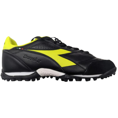Diadora Brasil LT Soccer Turf Boots Black/Yellow Junior side of left shoe pointing right