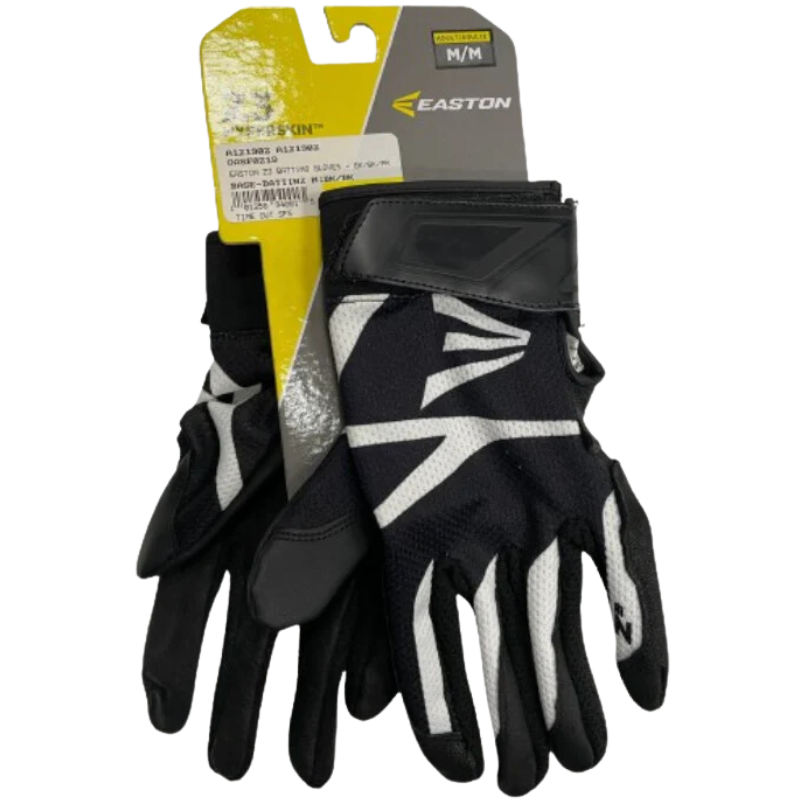 Easton Z3 Baseball Batting Gloves Black Adult both gloves with packaging