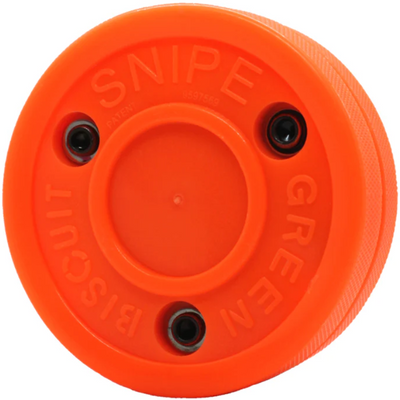Green Biscuit Snipe Shooting Puck orange showing logo