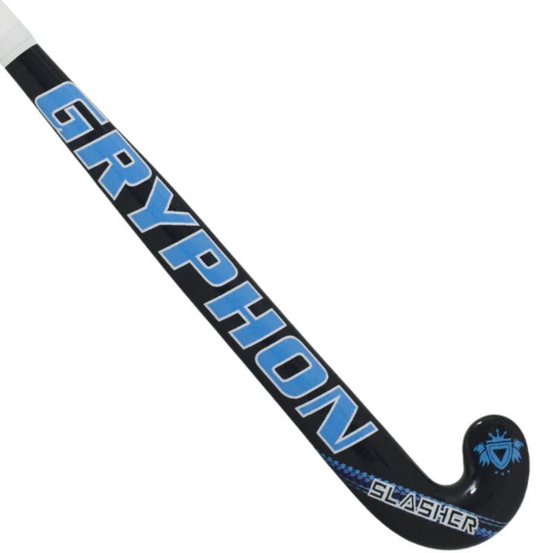 Gryphon Slasher Field Hockey Stick Black/Blue 28" side with head at bottom-right