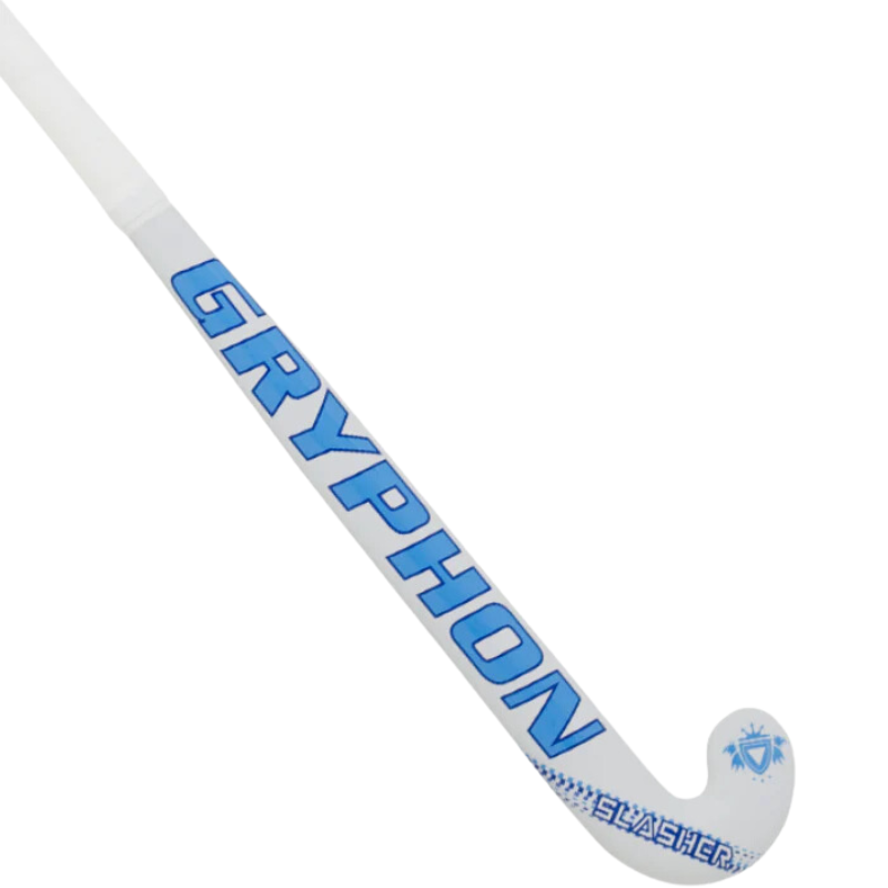Gryphon Slasher Field Hockey Stick White/Blue 28" side with head at bottom-right