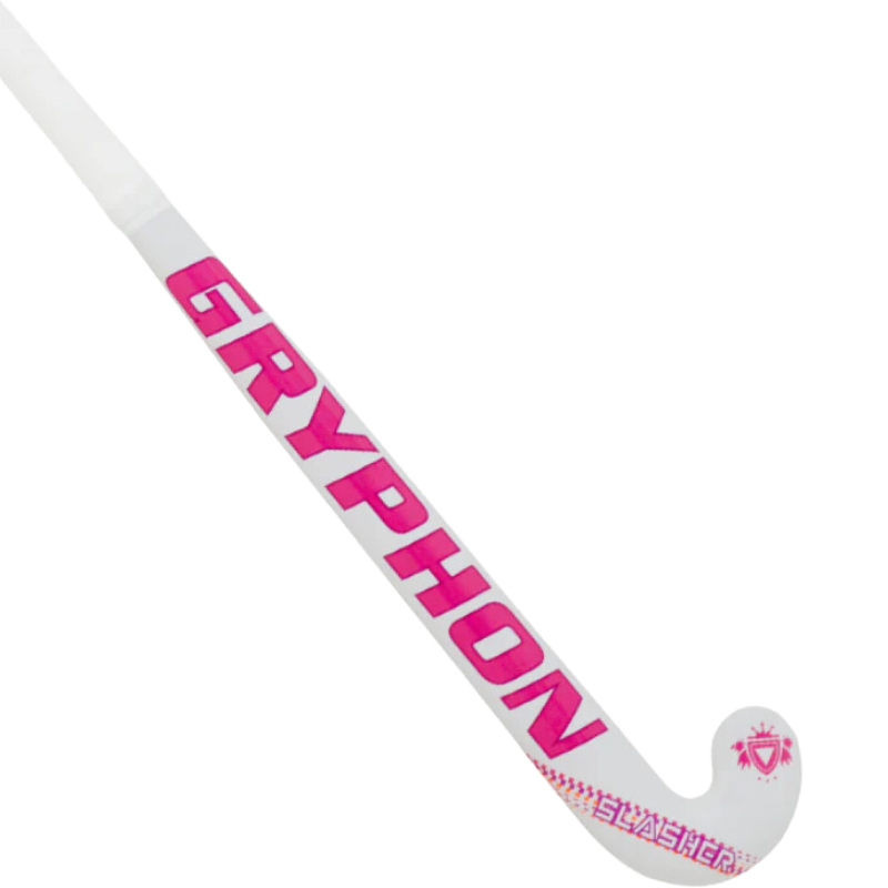 Gryphon Slasher Field Hockey Stick White/Pink 28" side with head at bottom-right