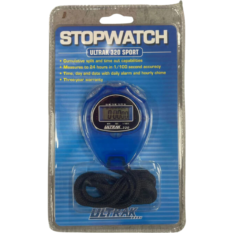 Lowry Stop Watch With Lanyard in clear plastic packaging Blue