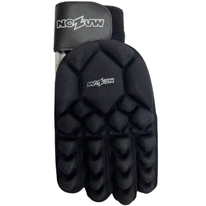 Mazon Black Magic Full Field Hockey Glove back in black with logo in white