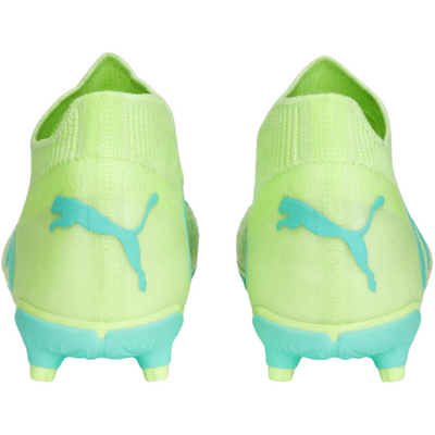 Puma Future Match FG/AG Soccer Cleats Junior Fast Yellow/Puma Black/Electric Peppermint back of both shoes