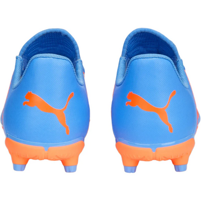 Puma Future Play FG/AG Soccer Cleats Junior Blue Glimmer/PUMA White/Ultra Orange back of both shoes