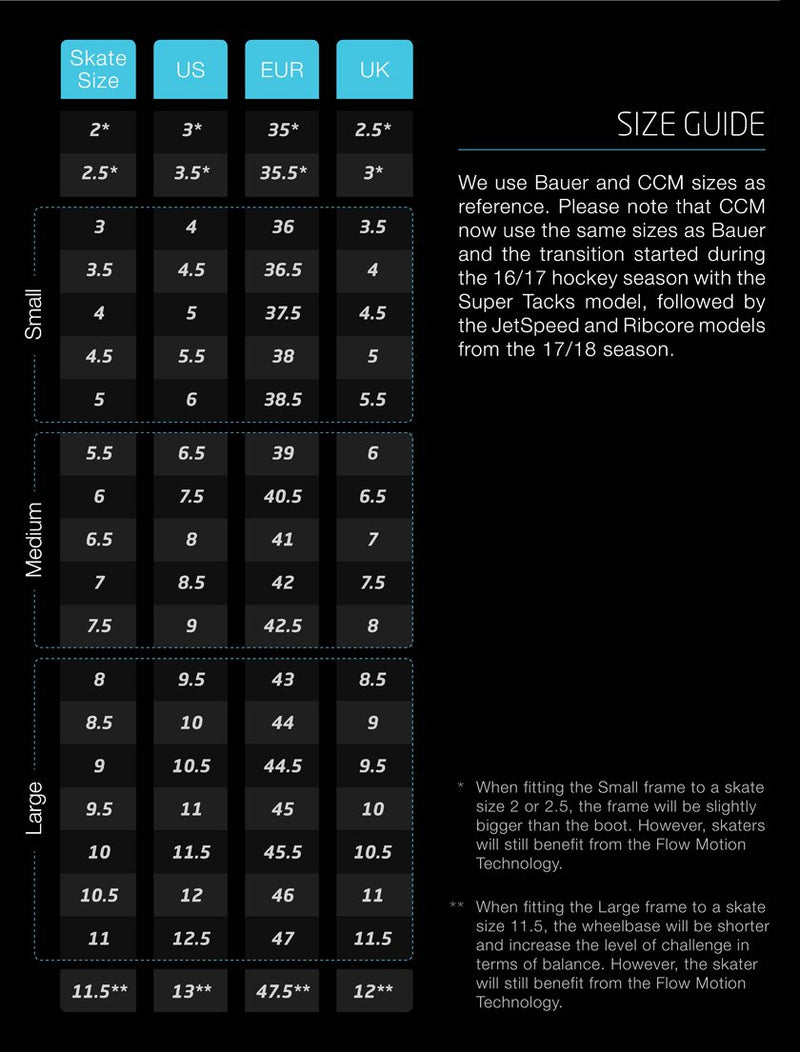 Marsblade Complete Frame Kit Senior Size Guide