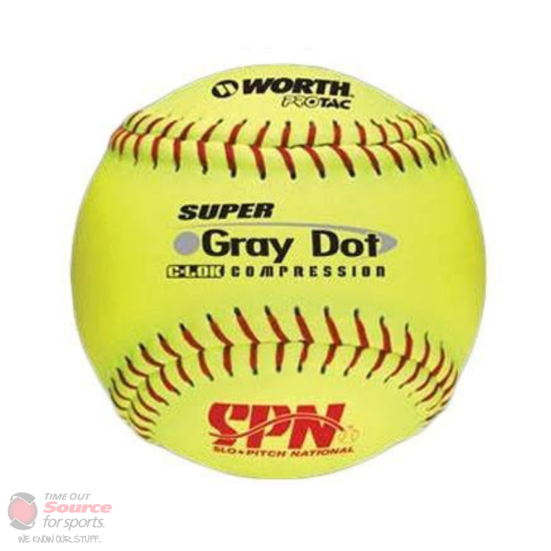 Worth Yellow Gray Dot 12" .40COR Soft Ball