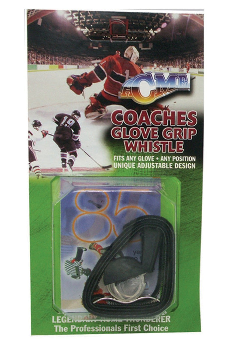ACME Hockey Coaches Glove Grip Whistle in clear plastic packaging